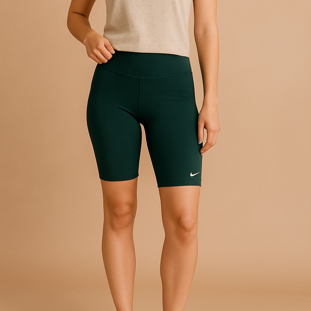 Nike Dark Green Cotton Blend Biker Shorts | Size M - Picture 3 of 7